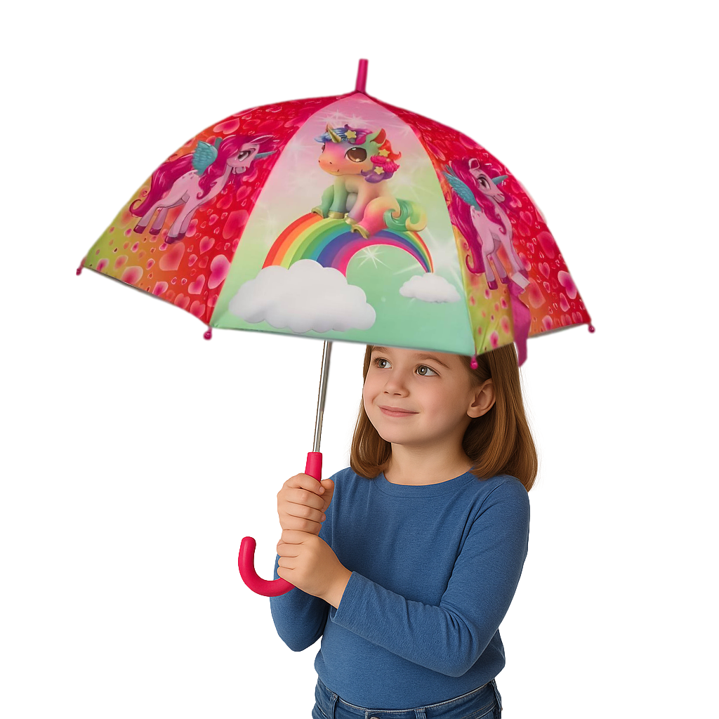 Unicorn Dome Shaped 8 Fiberglass Ribs 19" Stick Umbrella For Girls Best Birthday Party Christmas Gift