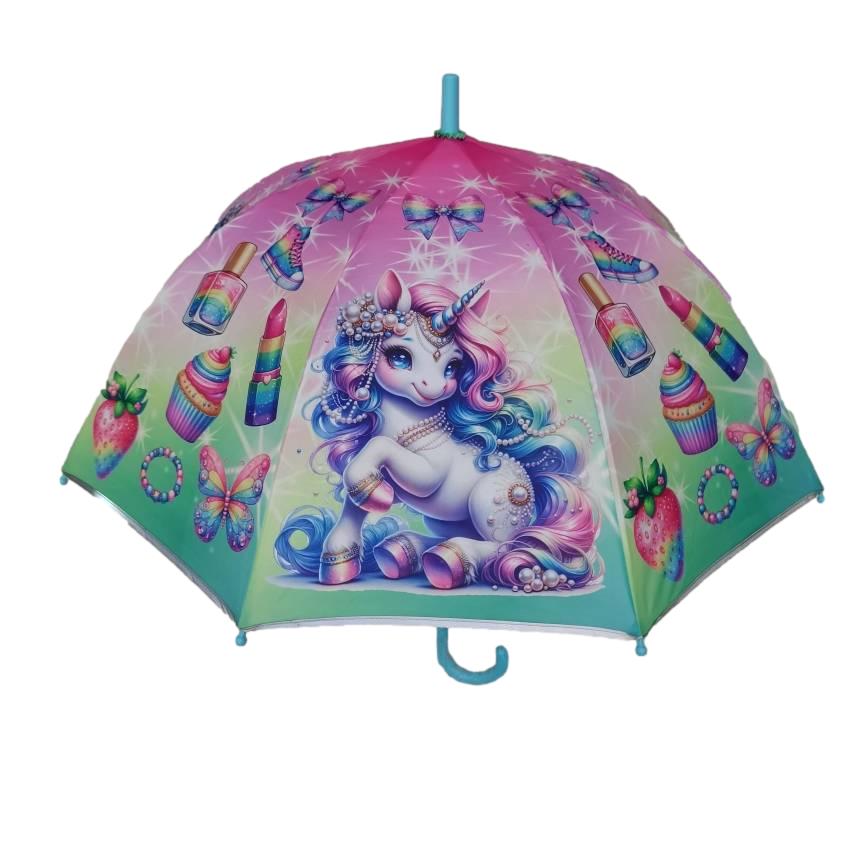 Unicorn Dome Shaped 8 Fiberglass Ribs 19" Stick Umbrella For Girls Best Birthday Party Christmas Gift (Copy)
