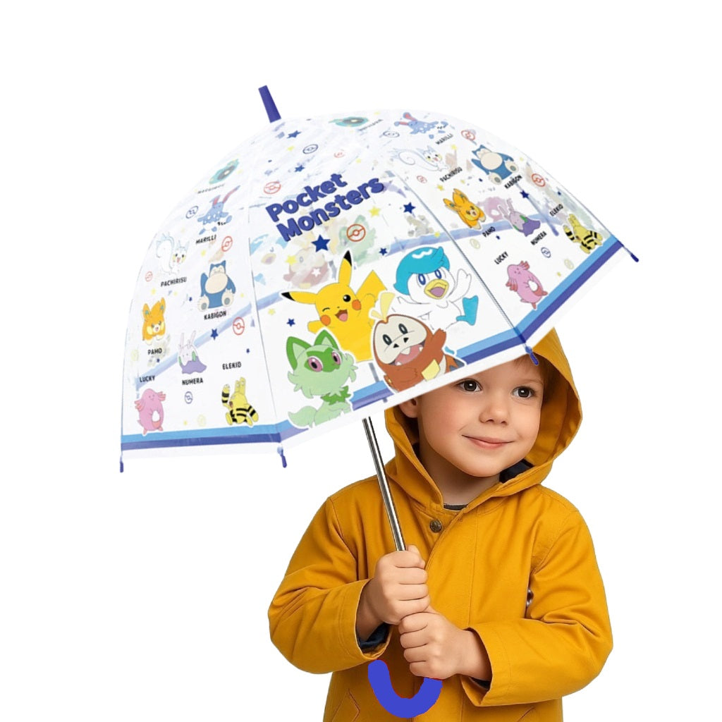 Pokemon Clear Vinyl Stick Jump Start 8 Fiberglass Rib 21" Umbrella.