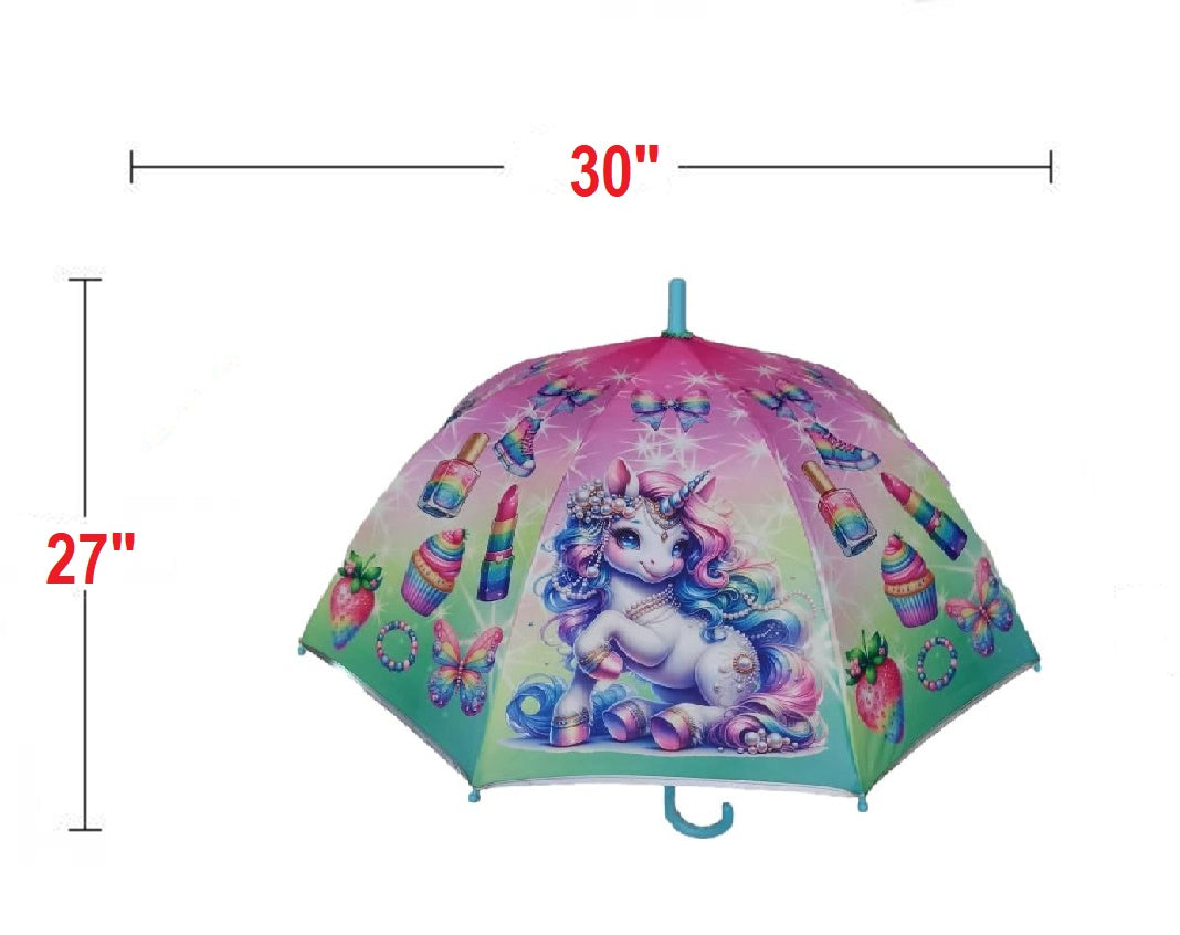 Unicorn Dome Shaped 8 Fiberglass Ribs 19" Stick Umbrella For Girls Best Birthday Party Christmas Gift (Copy)