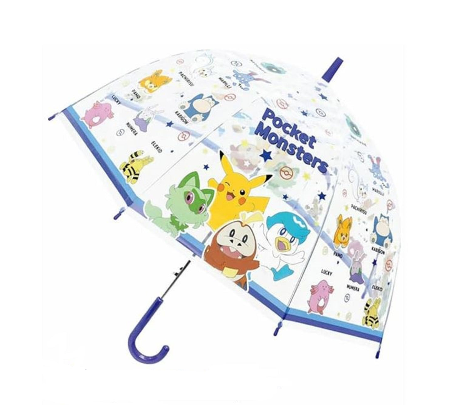 Pokemon Clear Vinyl Stick Jump Start 8 Fiberglass Rib 21" Umbrella.
