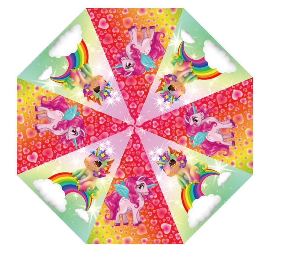 Unicorn Dome Shaped 8 Fiberglass Ribs 19" Stick Umbrella For Girls Best Birthday Party Christmas Gift