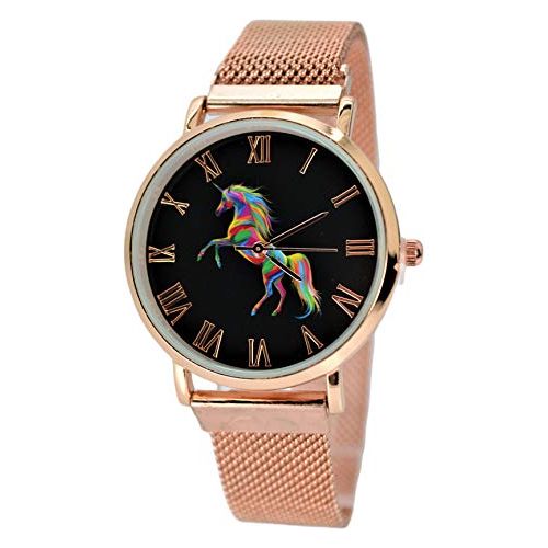 Women's Unicorn Watches Analog Quartz Rose-Gold Tone Ladies Watch Modern Magnetic Mesh Band (MESH Magnetic Band)